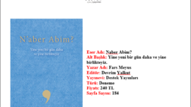 Hemşehrimiz Fars Meyus’tan Yeni Kitap: N’aber Abim?