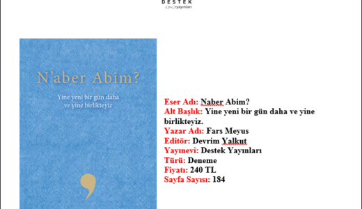 Hemşehrimiz Fars Meyus’tan Yeni Kitap: N’aber Abim?
